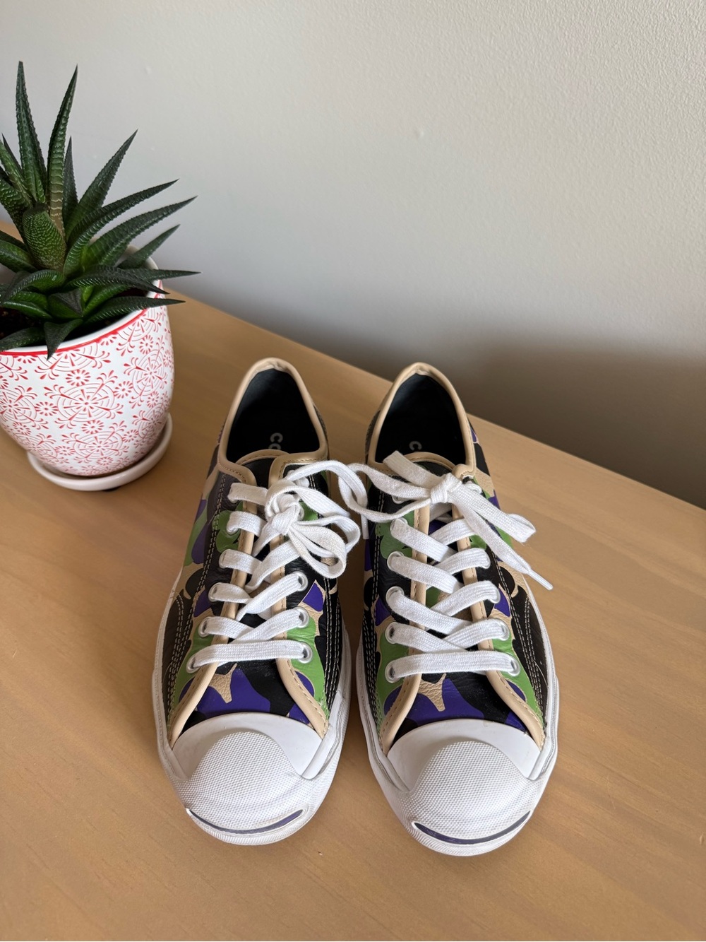 Converse Jack Purcell Low Candied Ginger Camo Sneakers Purple Green Leather 7 - Picture 2 of 15